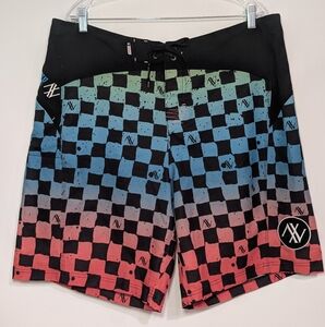 ATWATER Multicolor Checkered Board Shorts 38 Waist Beach Surf Summer Pool